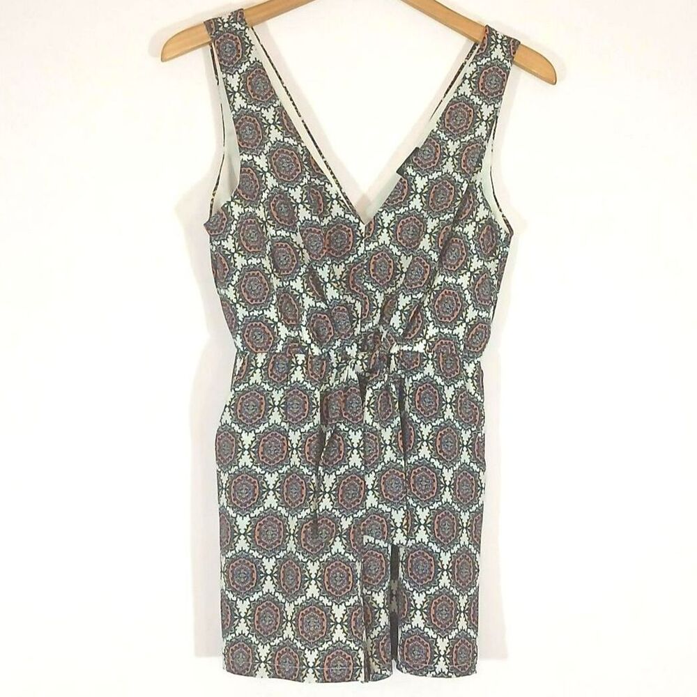 Lily Rose Medallion Print Tie Front Romper Size XS